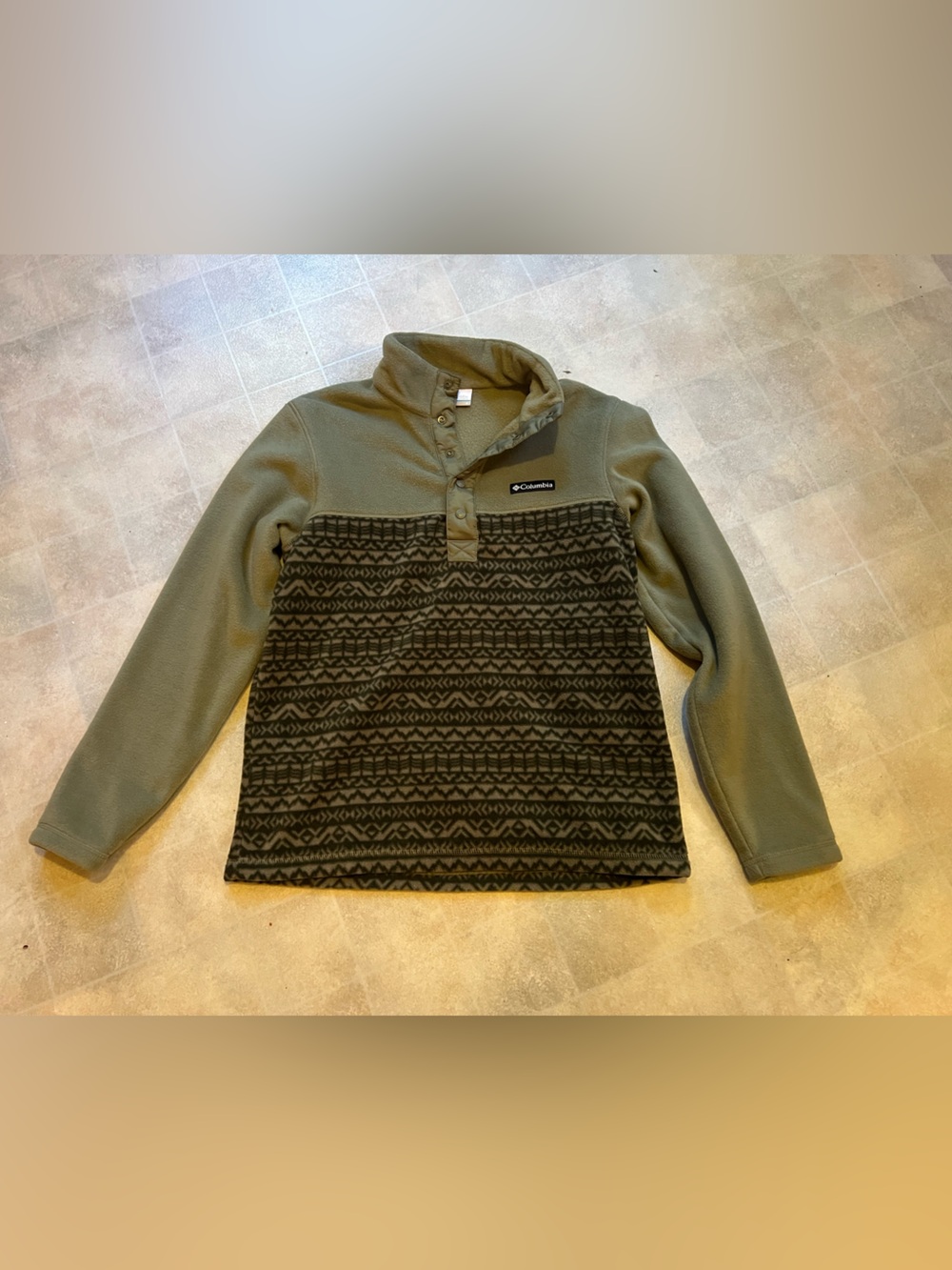 Columbia Olive Green Patterned Fleece Pullover